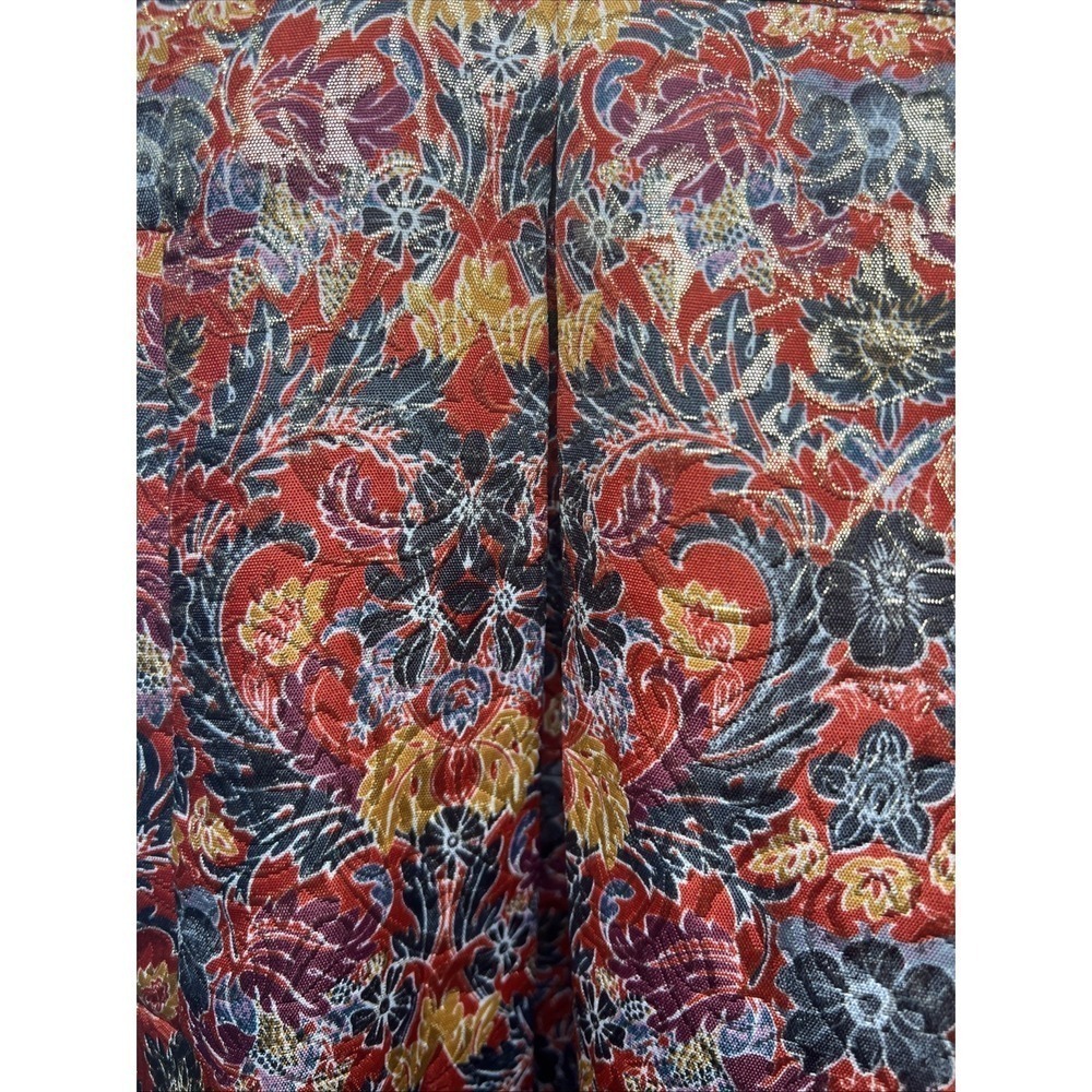 Anthropologie Maeve Rosie Floral Metallic Pleated Brocade Lined Skirt Size M - Picture 5 of 11